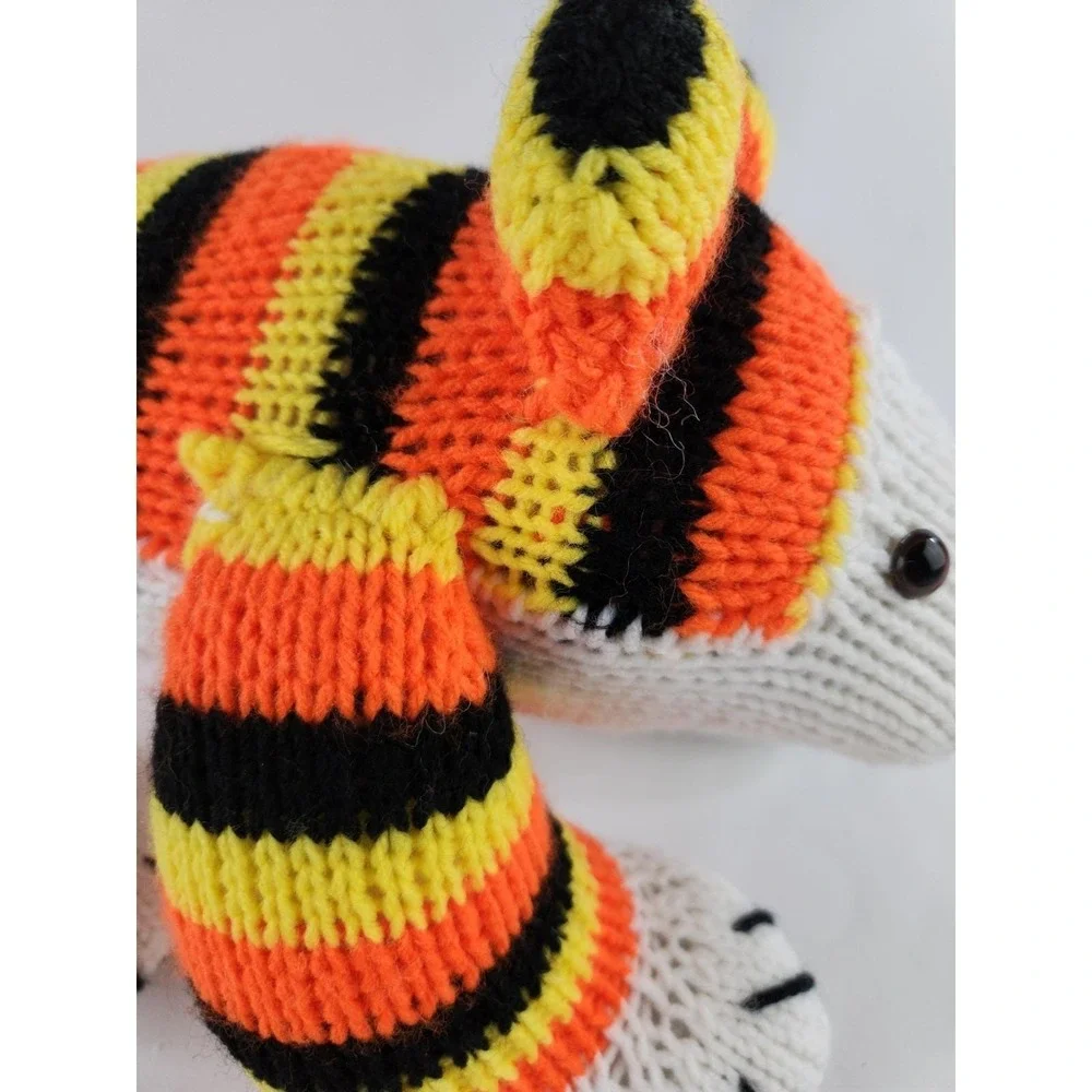 CROCHETED handmade knitted Chunky‎ Knit tiger cub Calico Cat Striped Bear plush